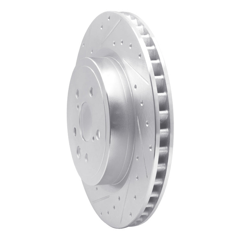 R1 15-22 Lexus RC F Left Rear Drilled & Slotted Silver Brake Rotor