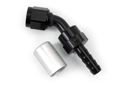 Russell Hose End Crimp On 10 Sae Port Male To -8 Hose 90 Deg Swivel Blk Anodized