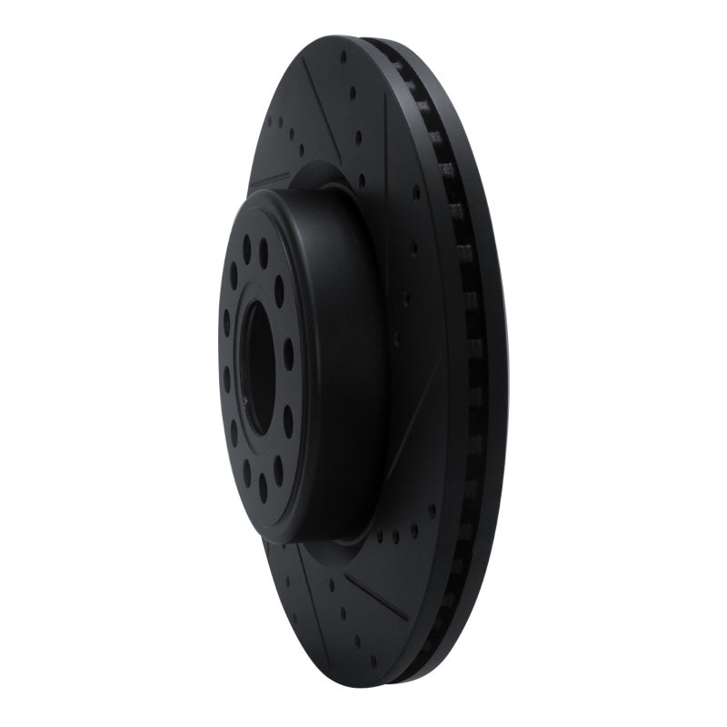 R1 19-25 Ram 1500 Front Right Drilled & Slotted Black Brake Rotor