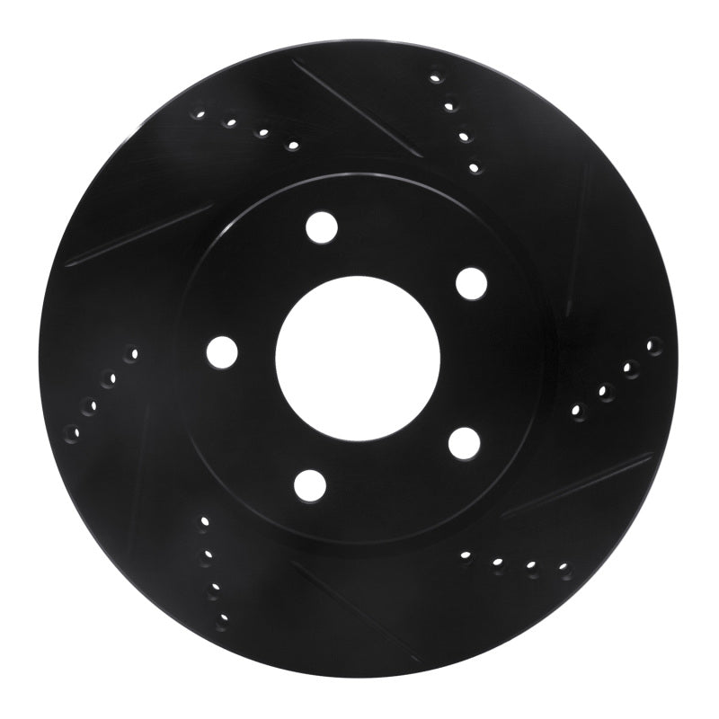 R1 07-17 Dodge CALIBER Front Right Drilled & Slotted Black Brake Rotor