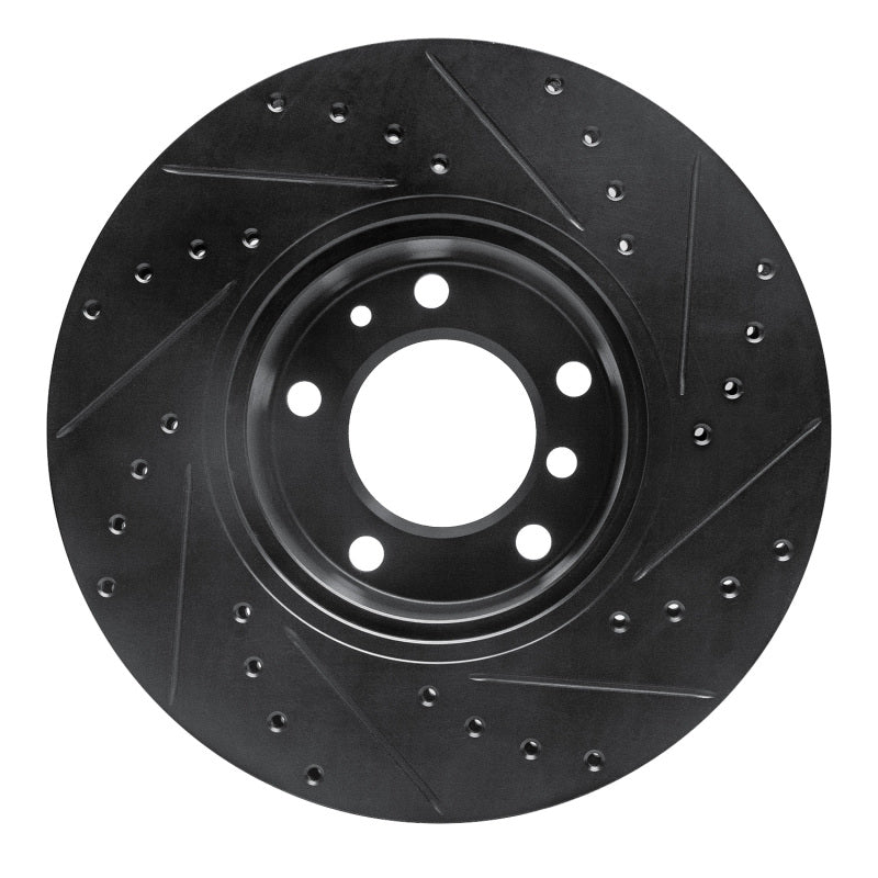 R1 89-95 BMW 530I Front Left Drilled & Slotted Black Brake Rotor