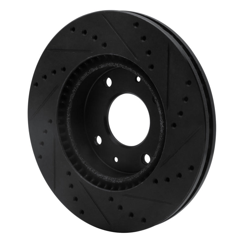 R1 02-06 Hyundai Sonata Front Left Drilled & Slotted Black Brake Rotor