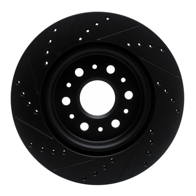 R1 17-25 Buick Enclave Rear Right Drilled & Slotted Black Brake Rotor