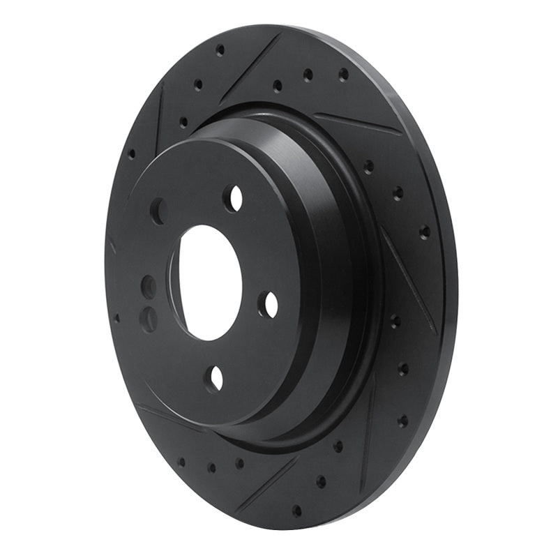 R1 07-13 Mercedes-Benz S550 Rear Left Drilled & Slotted Black Brake Rotor