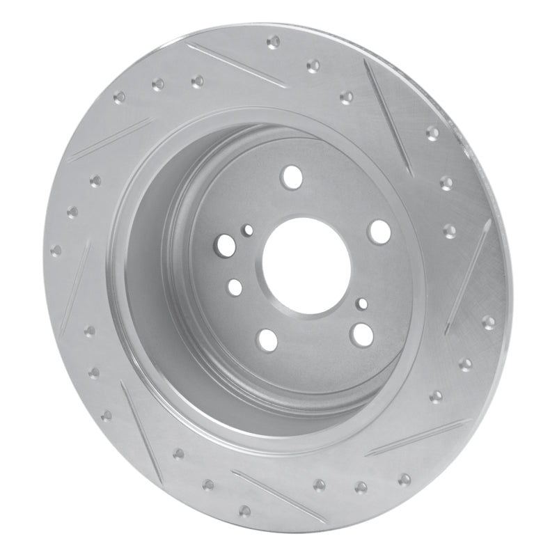 R1 08-13 Toyota Highlander Rear Left Drilled & Slotted Silver Brake Rotor