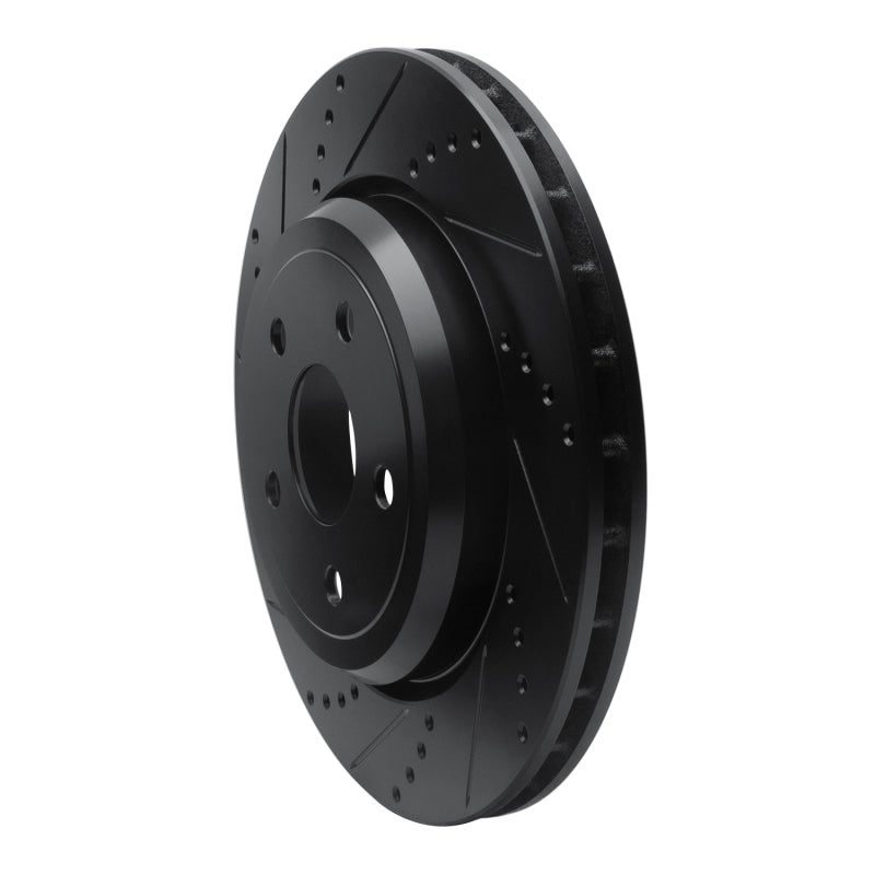 R1 2012-2025 Dodge Durango Rear Left Drilled & Slotted Black Brake Rotor