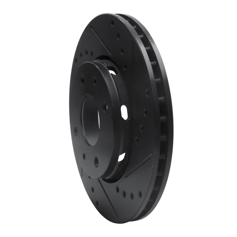 R1 00-04 Volvo V40 Front Right Drilled & Slotted Black Brake Rotor