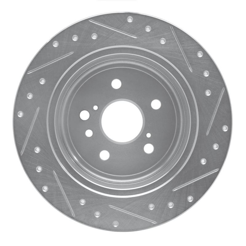 R1 08-13 Toyota Highlander Rear Left Drilled & Slotted Silver Brake Rotor
