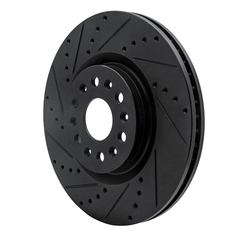 R1 2017-2025 Buick Enclave Front Left Drilled & Slotted Black Brake Rotor