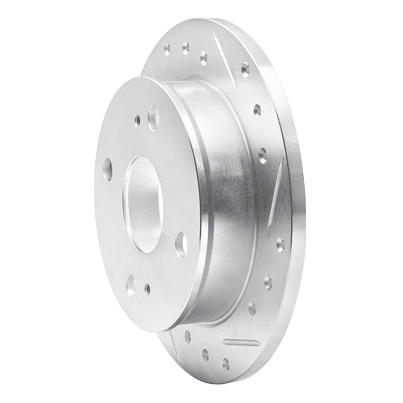 R1 85-87 Toyota Corolla (US/Canada) Rear Right Drilled & Slotted Silver Brake Rotor