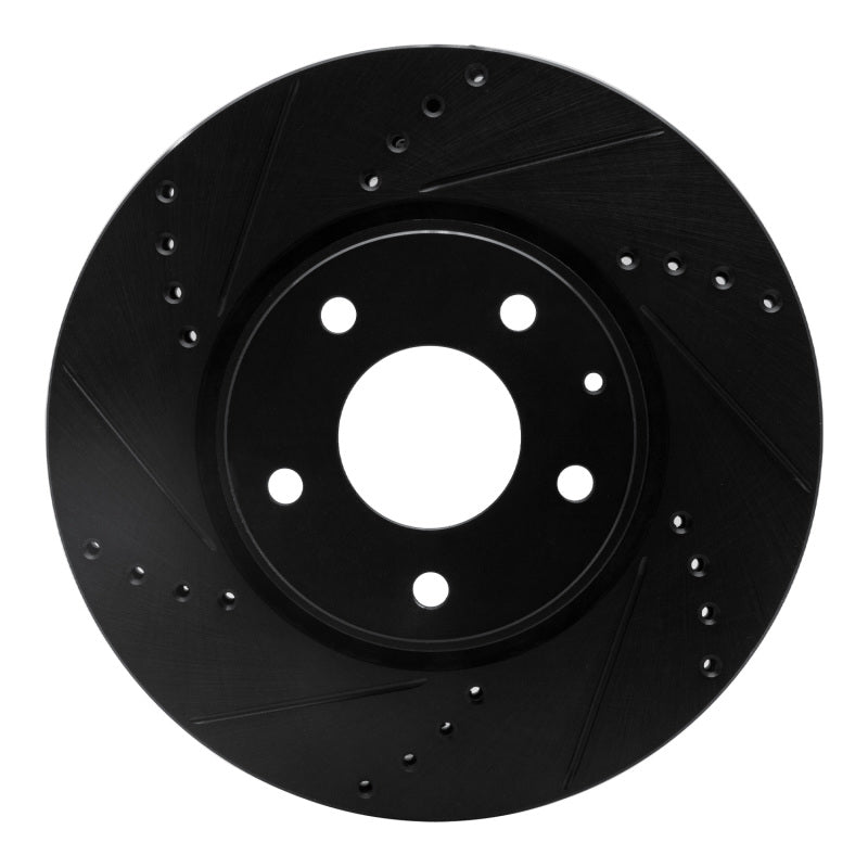 R1 16-25 Mazda CX-5 Front Left Drilled & Slotted Black Brake Rotor