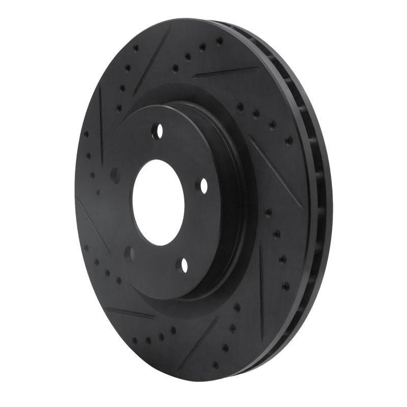 R1 07-25 Chrysler 200 Front Left Drilled & Slotted Black Brake Rotor