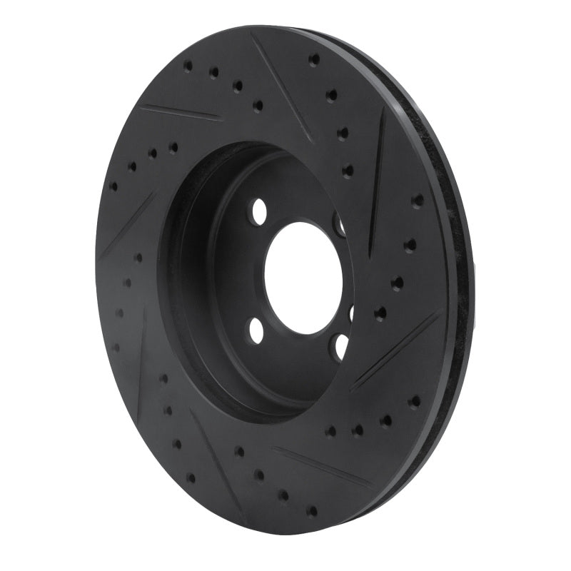 R1 07-15 Mini Cooper Clubman Front Left Drilled & Slotted Black Brake Rotor