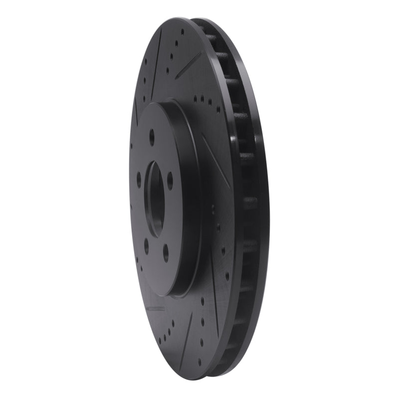R1 94-04 Ford Mustang Front Left Drilled & Slotted Black Brake Rotor