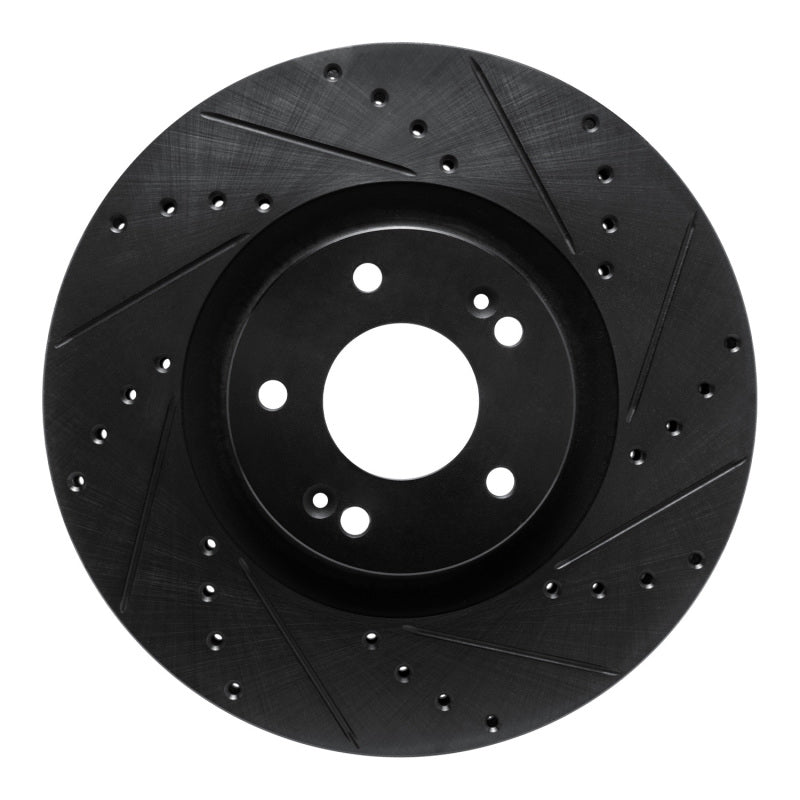 R1 2021-2025 Hyundai Santa Cruz Front Right Drilled & Slotted Black Brake Rotor