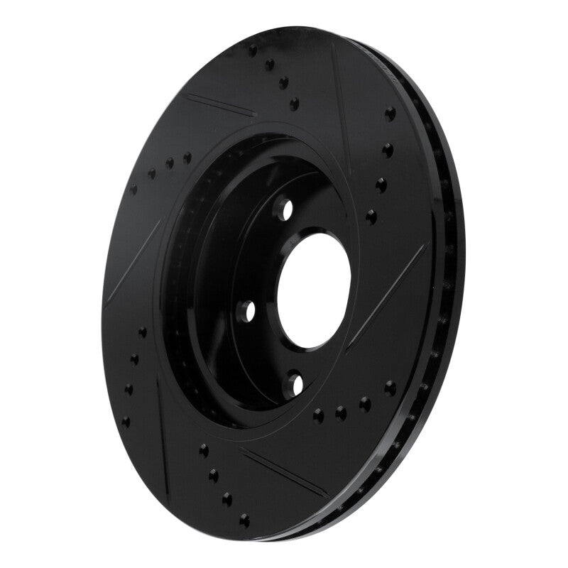 R1 14-24 Mazda 3 Front Left Drilled & Slotted Black Brake Rotor
