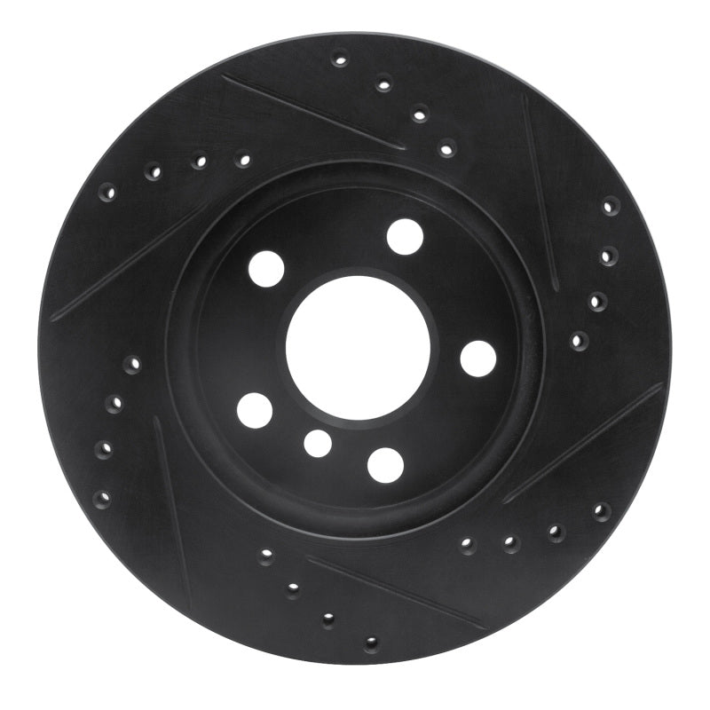 R1 14-24 Mini Cooper (Excl Clubman) Front Left Drilled & Slotted Black Brake Rotor