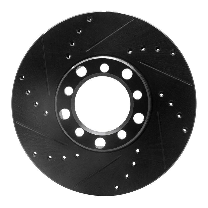 R1 79-85 Mercedes-Benz 380SL Front Left Drilled & Slotted Black Brake Rotor
