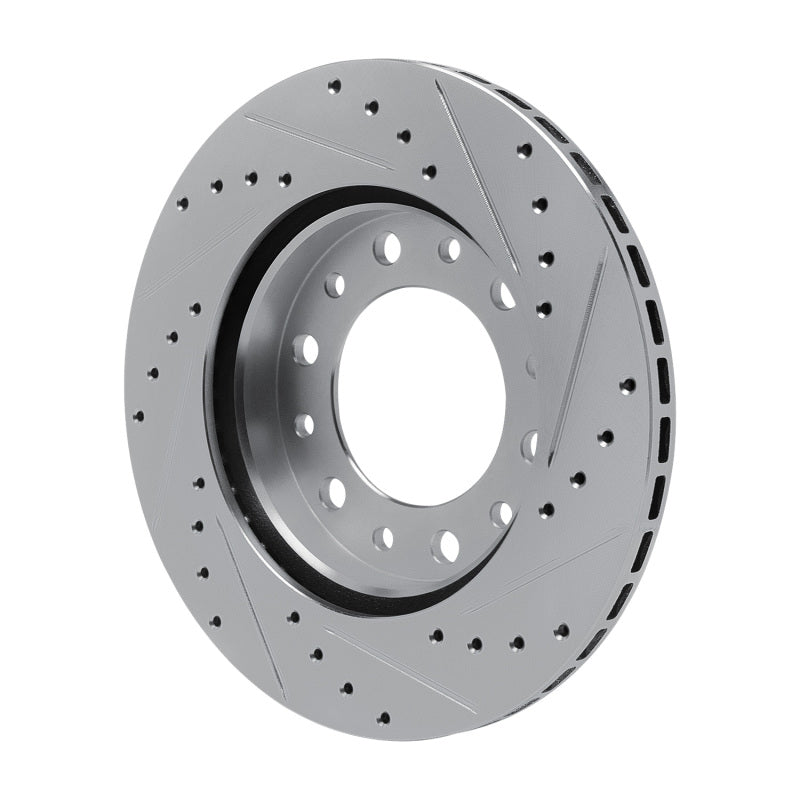R1 76-89 Toyota Land Cruiser Front Left Drilled & Slotted Silver Brake Rotor