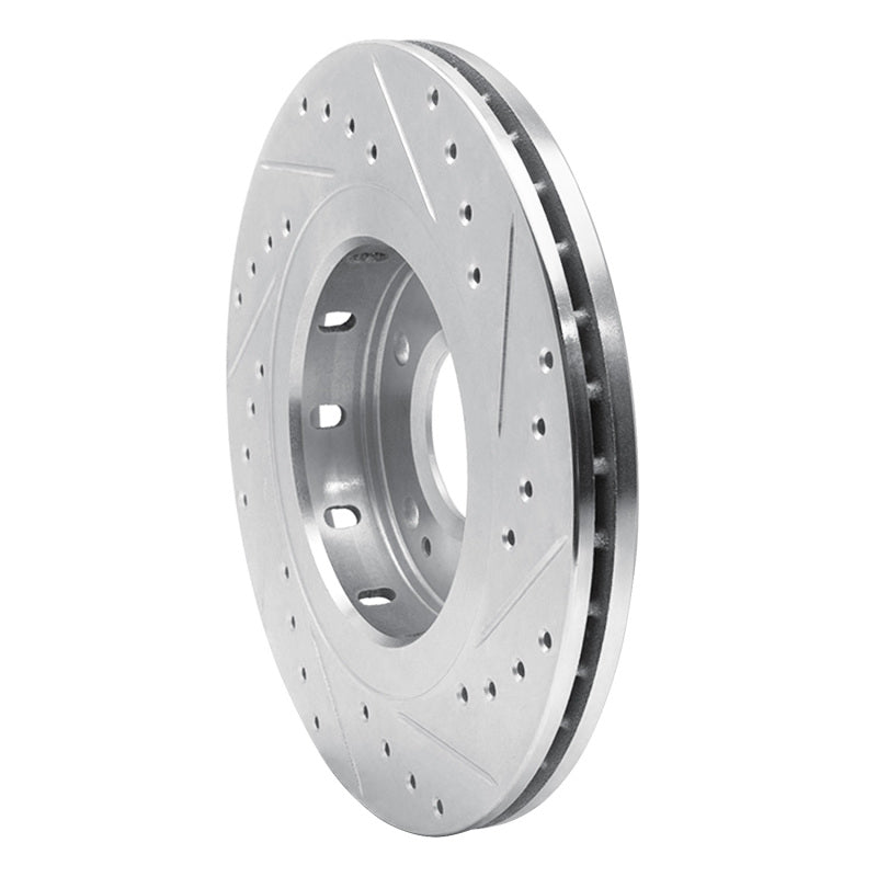 R1 05-22 Mitsubishi Outlander Front Left Drilled & Slotted Silver Brake Rotor