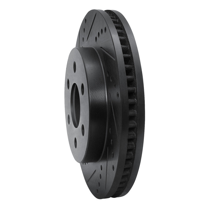 R1 98-99 Cadillac DEVILLE Front Left Drilled & Slotted Black Brake Rotor