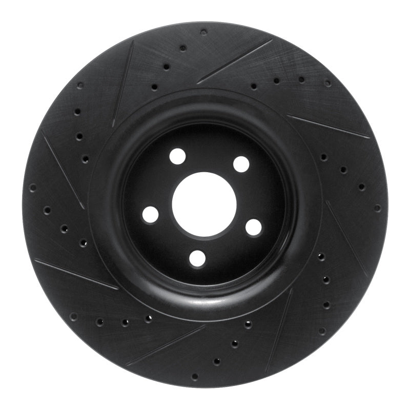 R1 15-21 Ford Edge Front Right Drilled & Slotted Black Brake Rotor