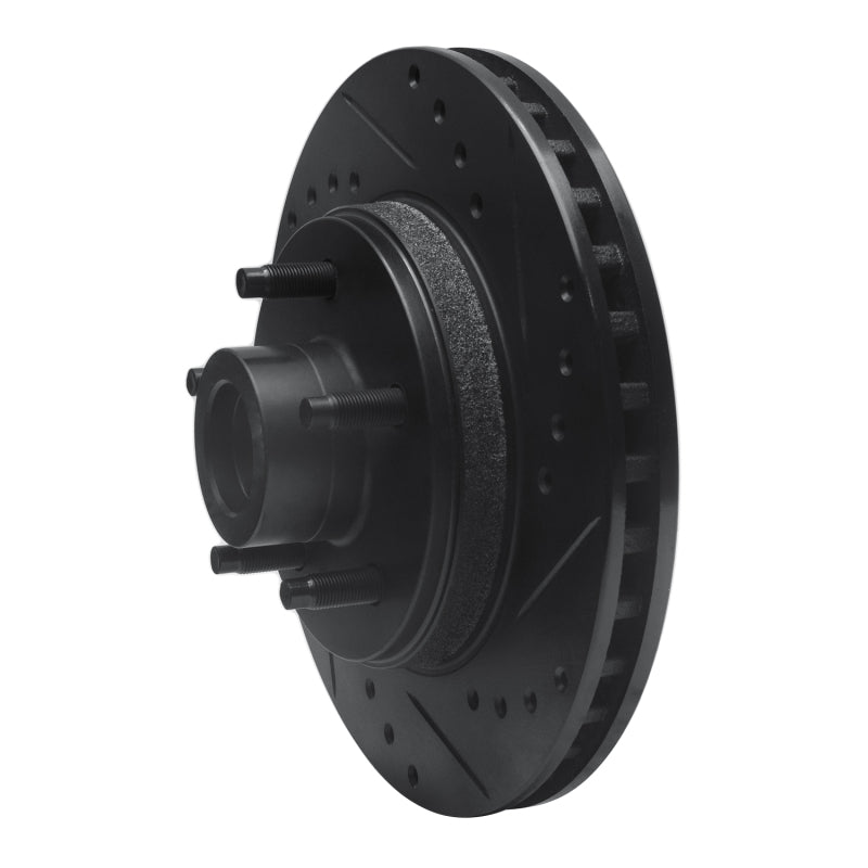 R1 87-92 Lincoln Continental Front Right Drilled & Slotted Black Brake Rotor