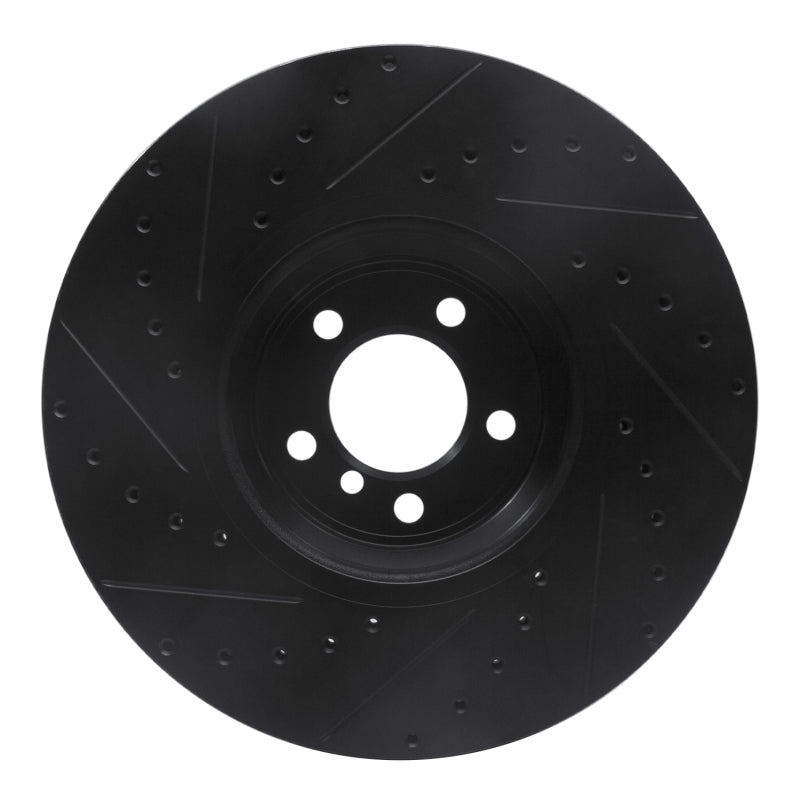 R1 2007-2008 BMW ALPINA B7 Front Right Drilled & Slotted Black Brake Rotor