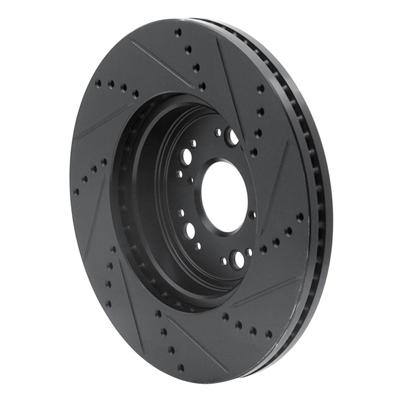 R1 95-00 Lexus LS400 Front Left Drilled & Slotted Black Brake Rotor