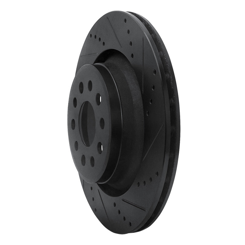 R1 2017-2024 Maserati Ghibli Rear Right Drilled & Slotted Black Brake Rotor