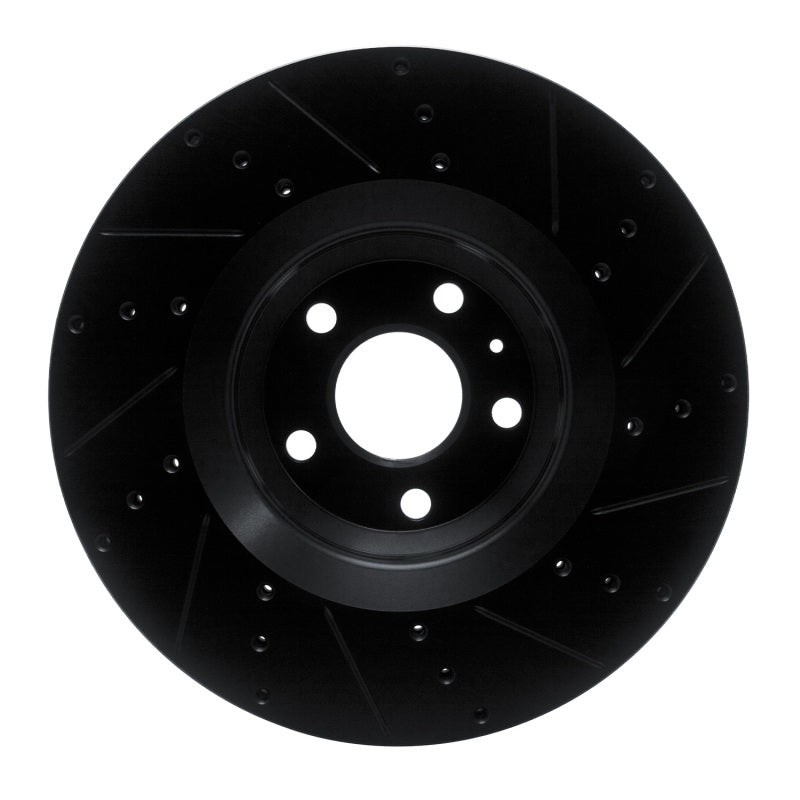 R1 12-15 Audi TTS Quattro Front Left Drilled & Slotted Black Brake Rotor