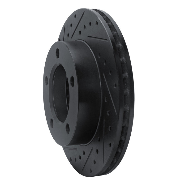 R1 94-96 Ford F-150 4WD Front Left Drilled & Slotted Black Brake Rotor