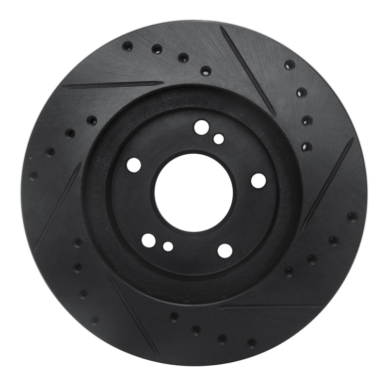 R1 99-01 Infiniti I30 Front Left Drilled & Slotted Black Brake Rotor