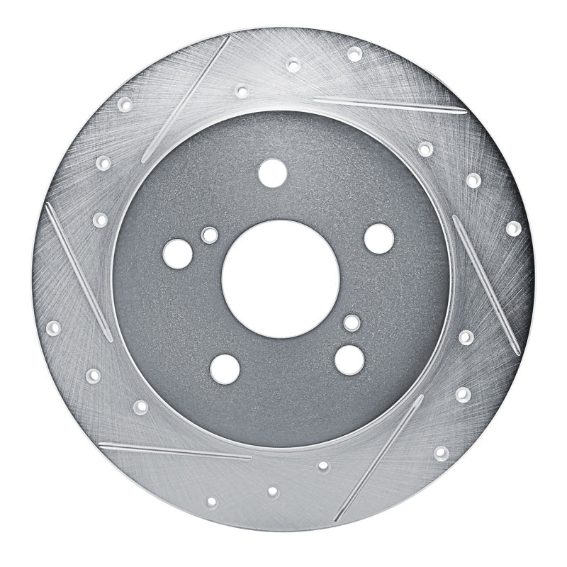 R1 18-22 Toyota C-HR Rear Left Drilled & Slotted Silver Brake Rotor