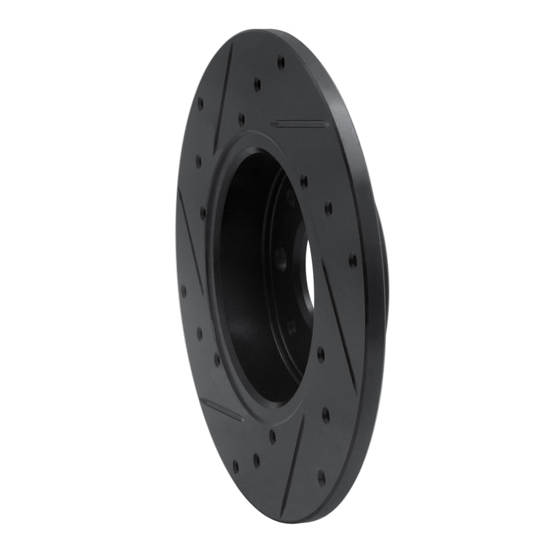 R1 13-19 Fiat 500E Rear Right Drilled & Slotted Black Brake Rotor