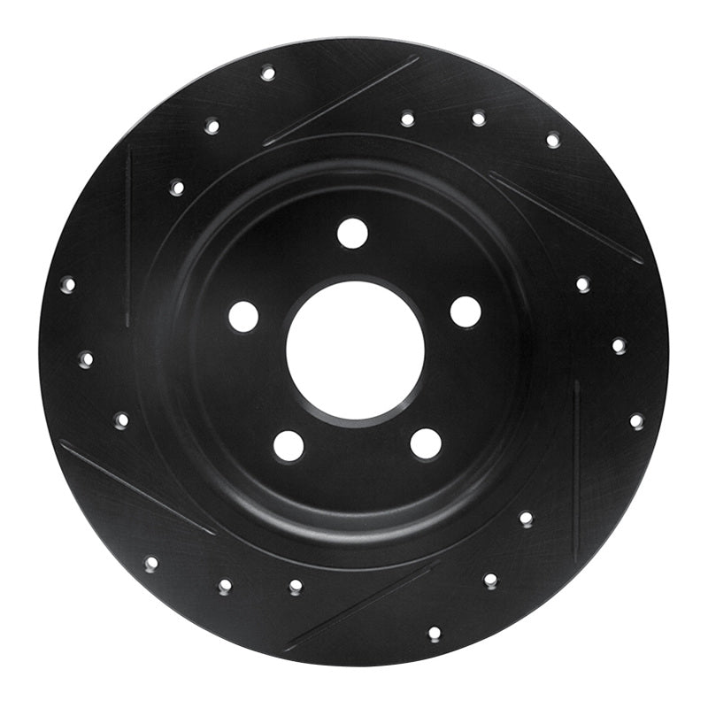 R1 04-13 Volvo V50 Rear Right Drilled & Slotted Black Brake Rotor