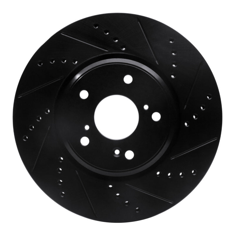 R1 16-22 Acura ILX Front Right Drilled & Slotted Black Brake Rotor