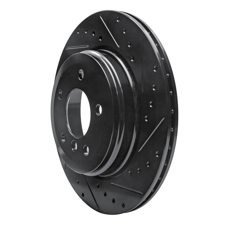 R1 04-10 BMW 530I Rear Right Drilled & Slotted Black Brake Rotor