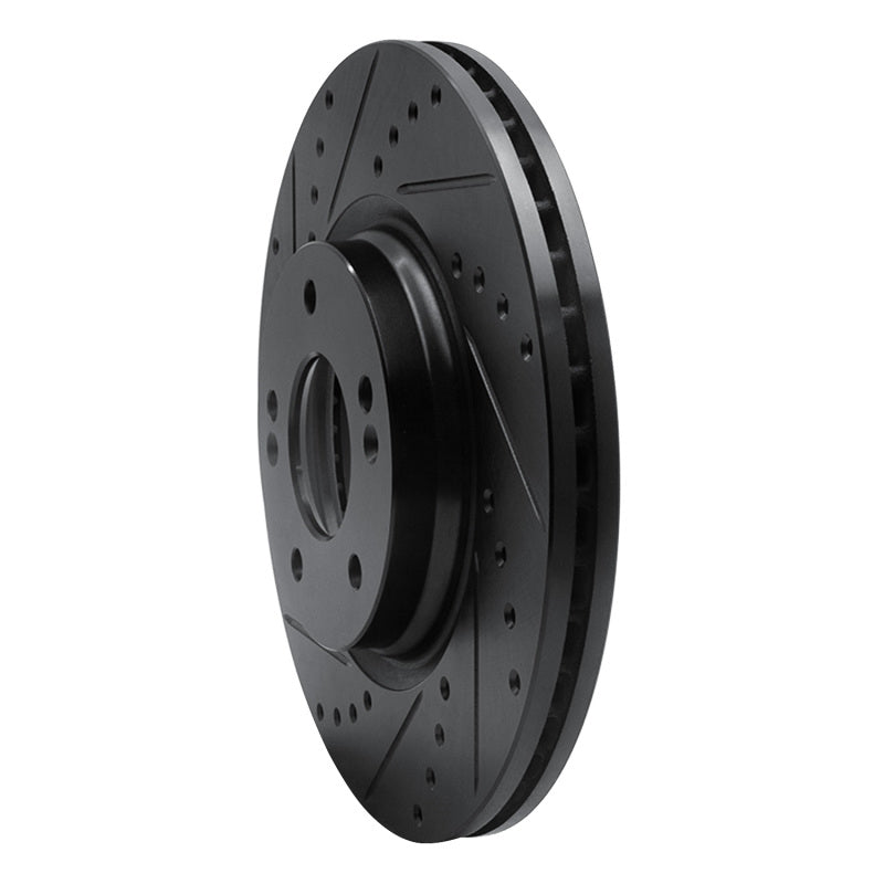 R1 20-25 Hyundai Kona Front Left Drilled & Slotted Black Brake Rotor