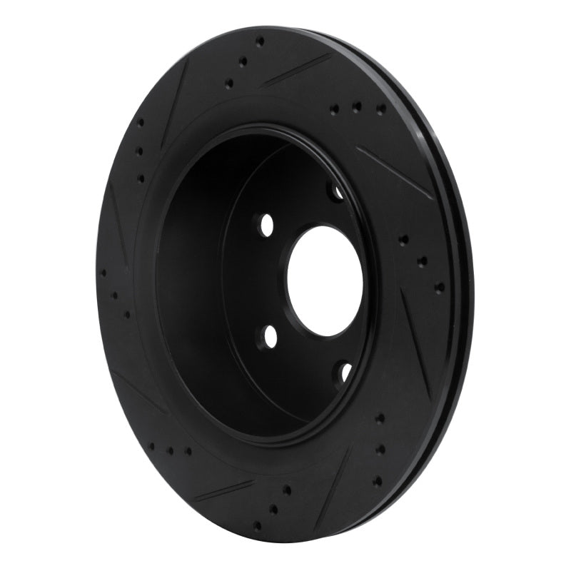 R1 02-24 Chrysler ASPEN Rear Right Drilled & Slotted Black Brake Rotor