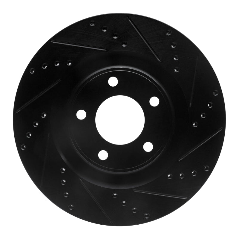 R1 07-15 Ford Edge Front Right Drilled & Slotted Black Brake Rotor