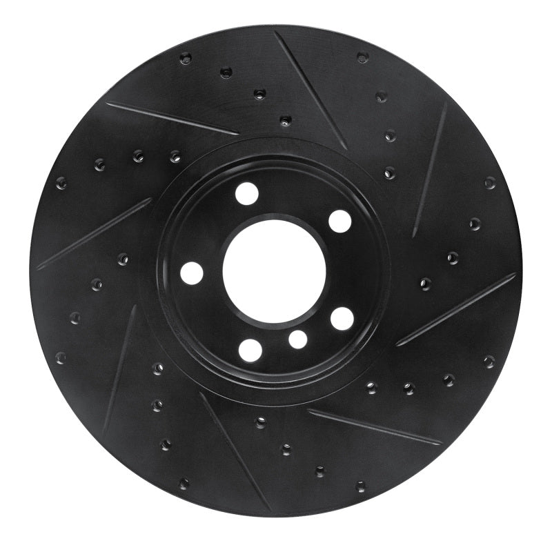 R1 07-19 BMW X6 Front Left Drilled & Slotted Black Brake Rotor