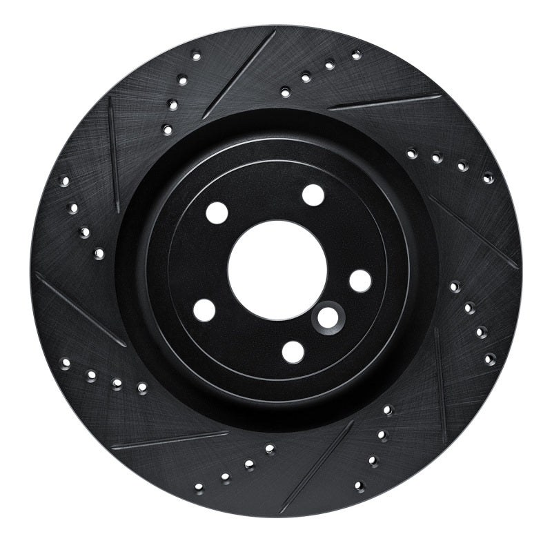 R1 16-24 Jaguar XF Rear Left Drilled & Slotted Black Brake Rotor