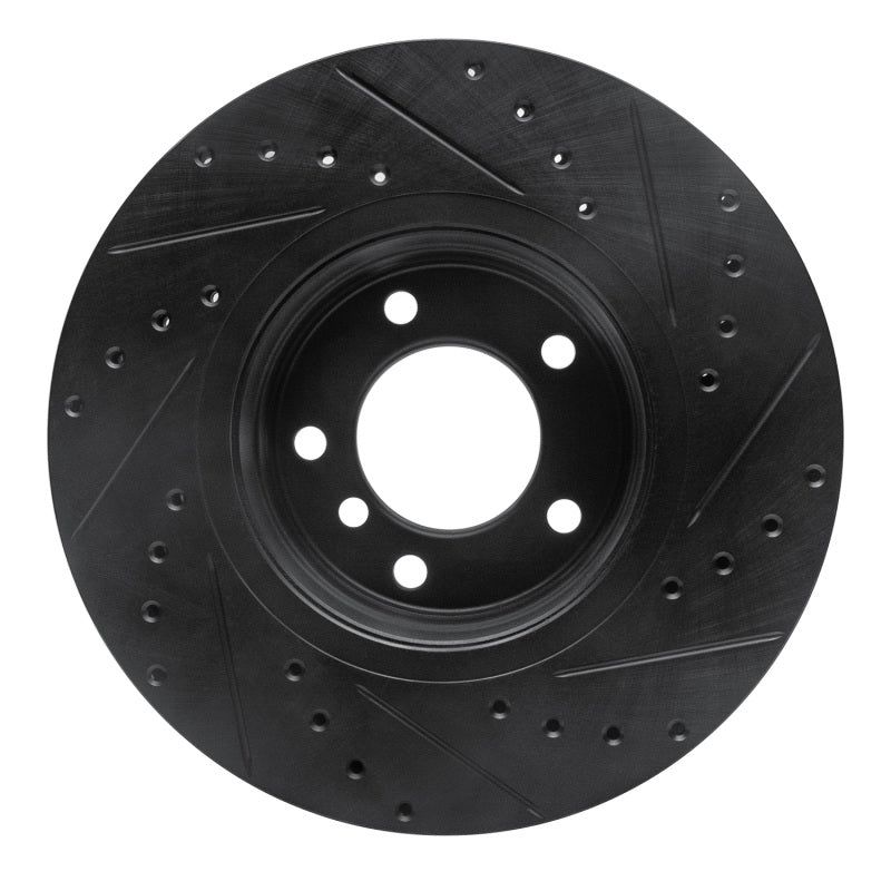 R1 04-10 BMW 525i (Mexico) Front Left Drilled & Slotted Black Brake Rotor