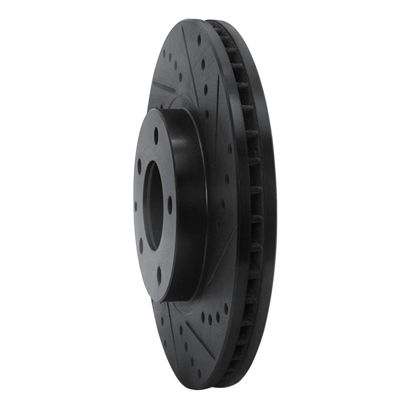 R1 01-02 Mazda Millenia Front Right Drilled & Slotted Black Brake Rotor