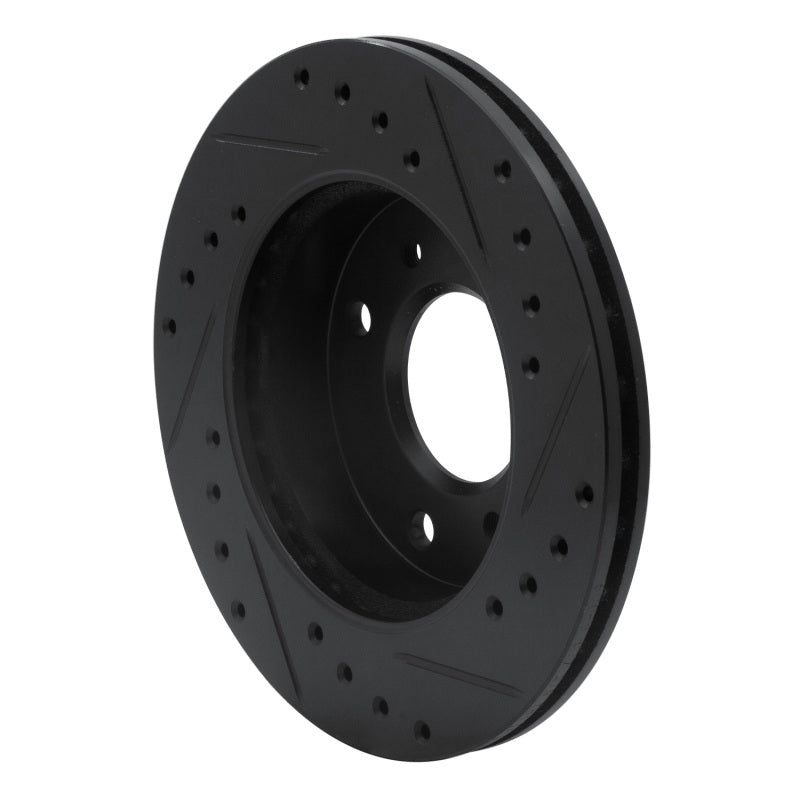 R1 89-96 Nissan 240SX Front Left Drilled & Slotted Black Brake Rotor