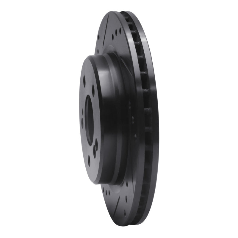R1 92-95 Mercedes-Benz E420 Rear Left Drilled & Slotted Black Brake Rotor