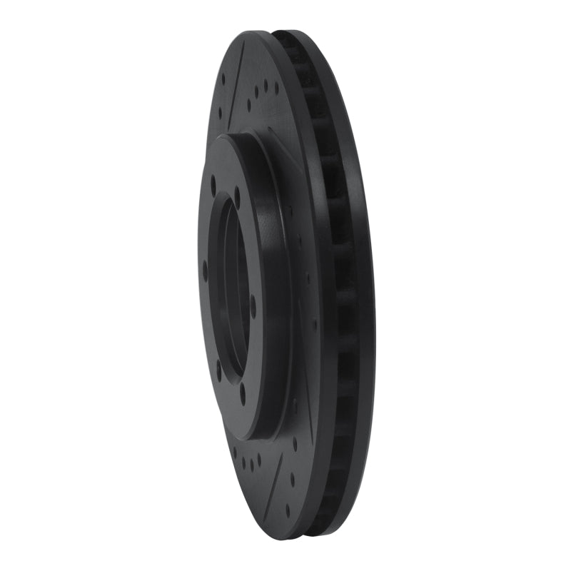R1 98-15 Nissan Frontier Front Left Drilled & Slotted Black Brake Rotor