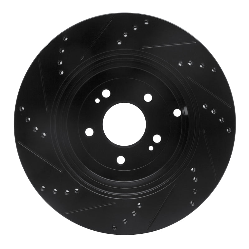 R1 10-16 Hyundai Genesis Coupe Rear Right Drilled & Slotted Black Brake Rotor