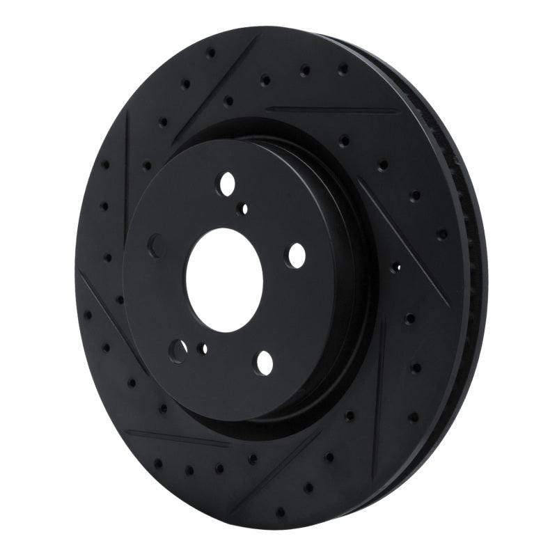 R1 18-25 Lexus UX300h Front Left Drilled & Slotted Black Brake Rotor
